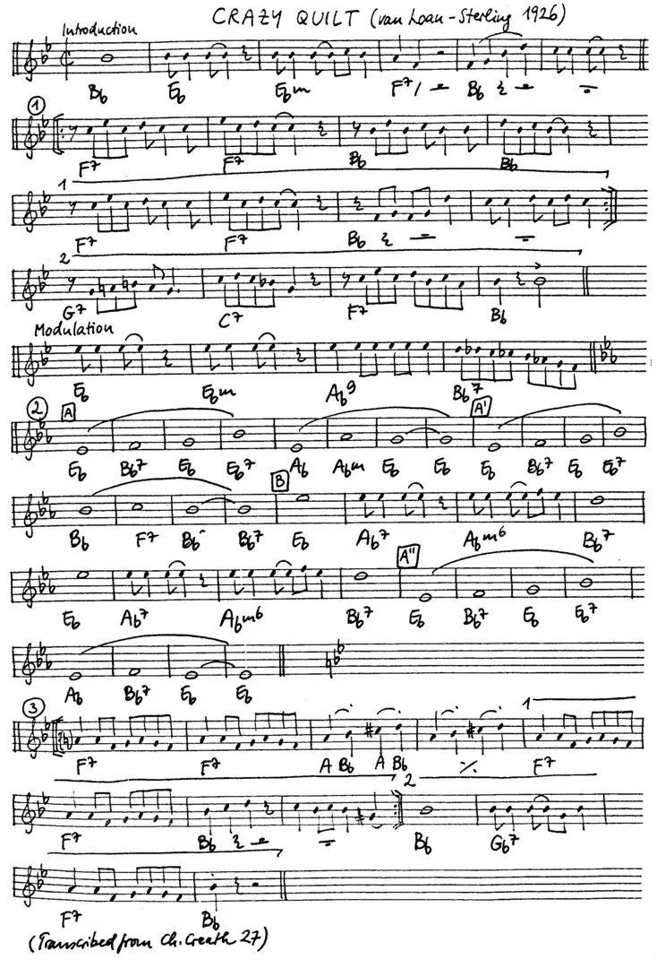 crazy quilt free jazz leadsheet - Courtesy of the Jungle Jazz Band